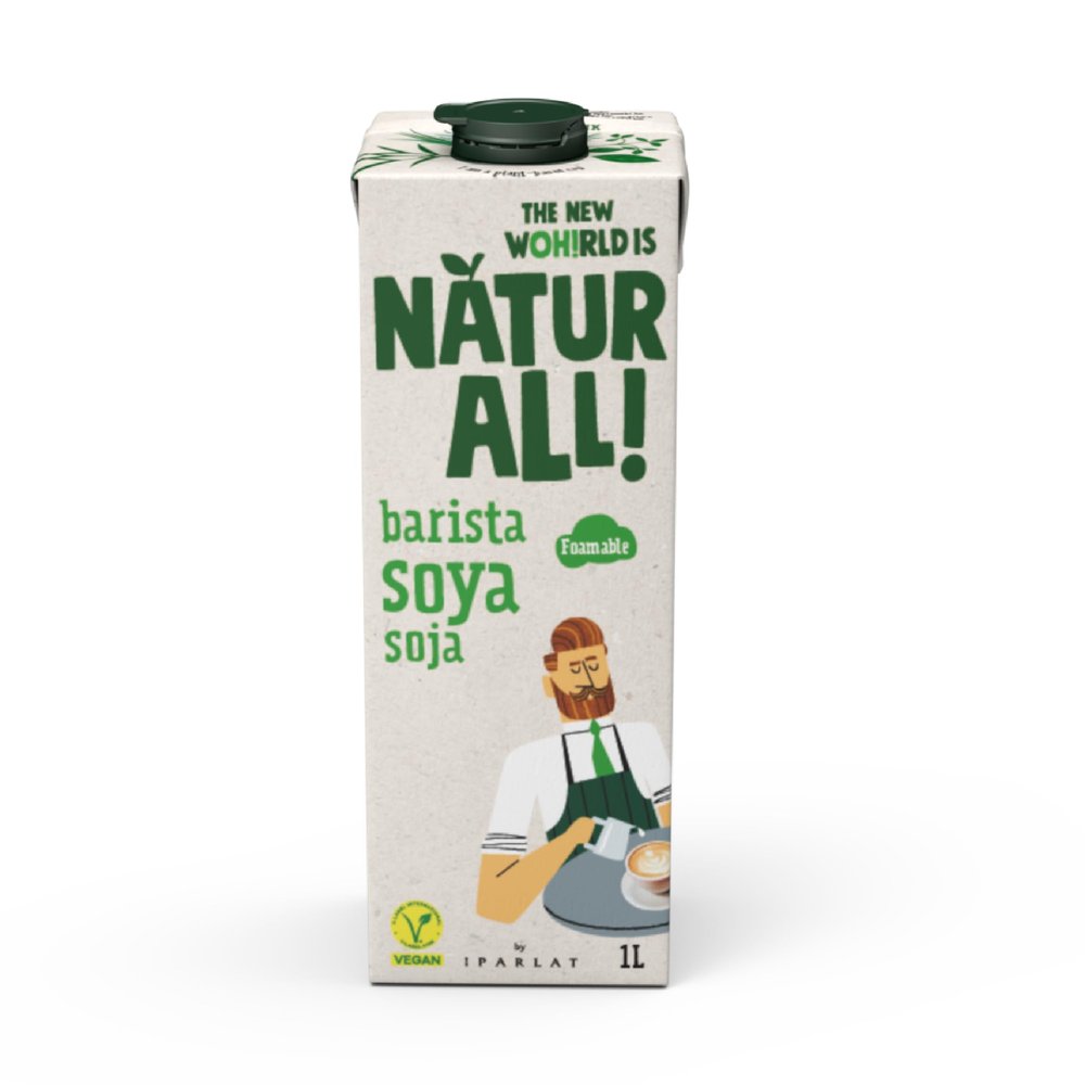 NATUR ALL | Barista Soya Drink 1L - Plant-Based Milk Alternative, Perfect for Coffee, Dairy-Free, Vegan, Long Life (Pack of 6)