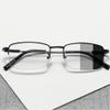 WInara Progressive Multifocus computer glasses, Men's Half Frame reading glasses, Photochromic Presbyopia Sunglasses Anti UV (Color : Black, Size : +1.50) view 2