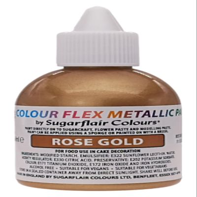 Colour Flex Rose Gold Edible Paint - Metallic Rose Gold Edible Paint for Cake Decorating - Ready To Use, Suitable For Sugar Paste, Marzipan, Modelling Pastes and more by Sugarflair