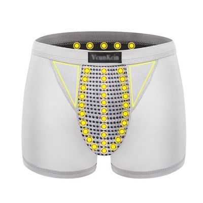 MECKOZ Men's Magnetic Therapy Health Care Underwear Tourmaline Protect Prostate Boxer Briefs Promotes Secondary Growth 3 Pack(Gris,XL)
