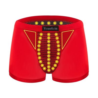 MECKOZ Men's Magnetic Therapy Health Care Underwear Tourmaline Protect Prostate Boxer Briefs Promotes Secondary Growth 3 Pack(Red,4XL)