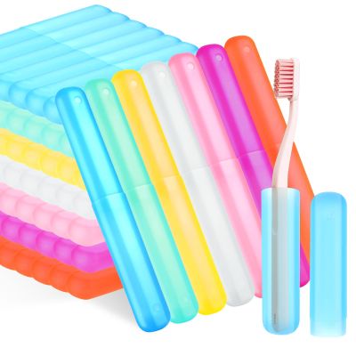 Aemygo 70 Pieces Travel Toothbrush Case, 7 Colors Portable Toothbrush Storage Holder Bulk Plastic Dust Proof Toothbrush Cover Protector Holder for Outdoor Trip Home Camping School