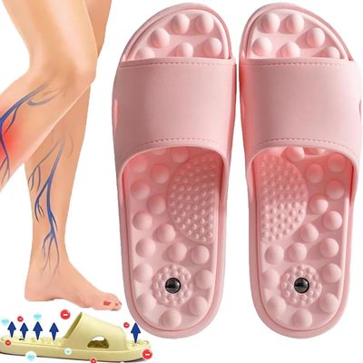 Far Infrared Ionictitan Heightening Shape Massage Slippers, Acupressure Foot Massage Slippers, Reflexology Foot Massager Tools, Reflexology Acupressure Sandals for Men Women (Color : Pink, Size : 40