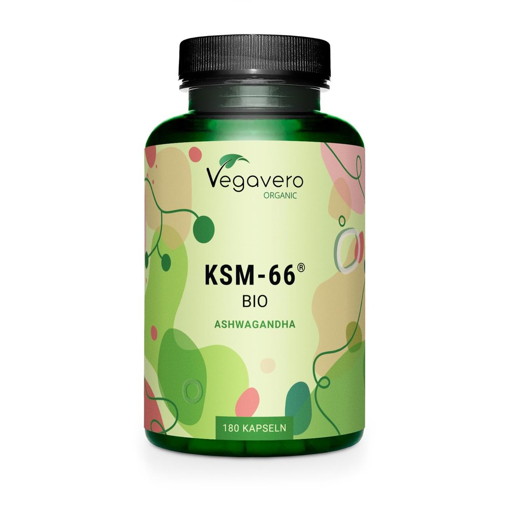 Vegavero Organic Ashwagandha KSM 66 | 600 mg Root Extract Daily | 180 Capsules | 5% Withanolides | Lab-Tested | NO Additives | Vegan