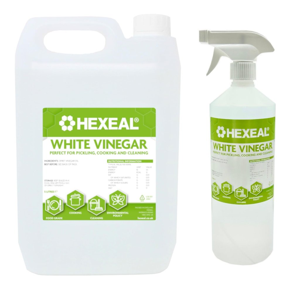 Hexeal White Vinegar Refill Kit  White Vinegar 5L & White Vinegar 1L Spray  Cleans Surfaces, Deodorises & Removes Grime