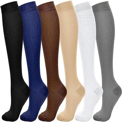 6 Pairs of Support Stockings Compression Knee Highs Compression Socks Ladies Men for Sports, Running, Aeroplane, Travel, Cycling, Nurse Pregnancy & Medical