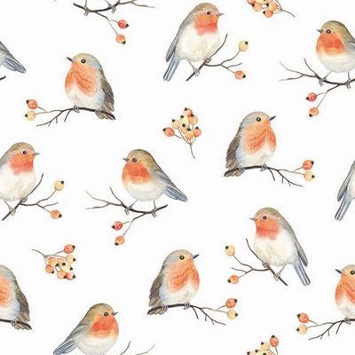 20 Napkins Christmas Many Little Robins as Table Decoration Paper Napkins with Motif Also for Decoupage and Decoupage 33 x 33 cm