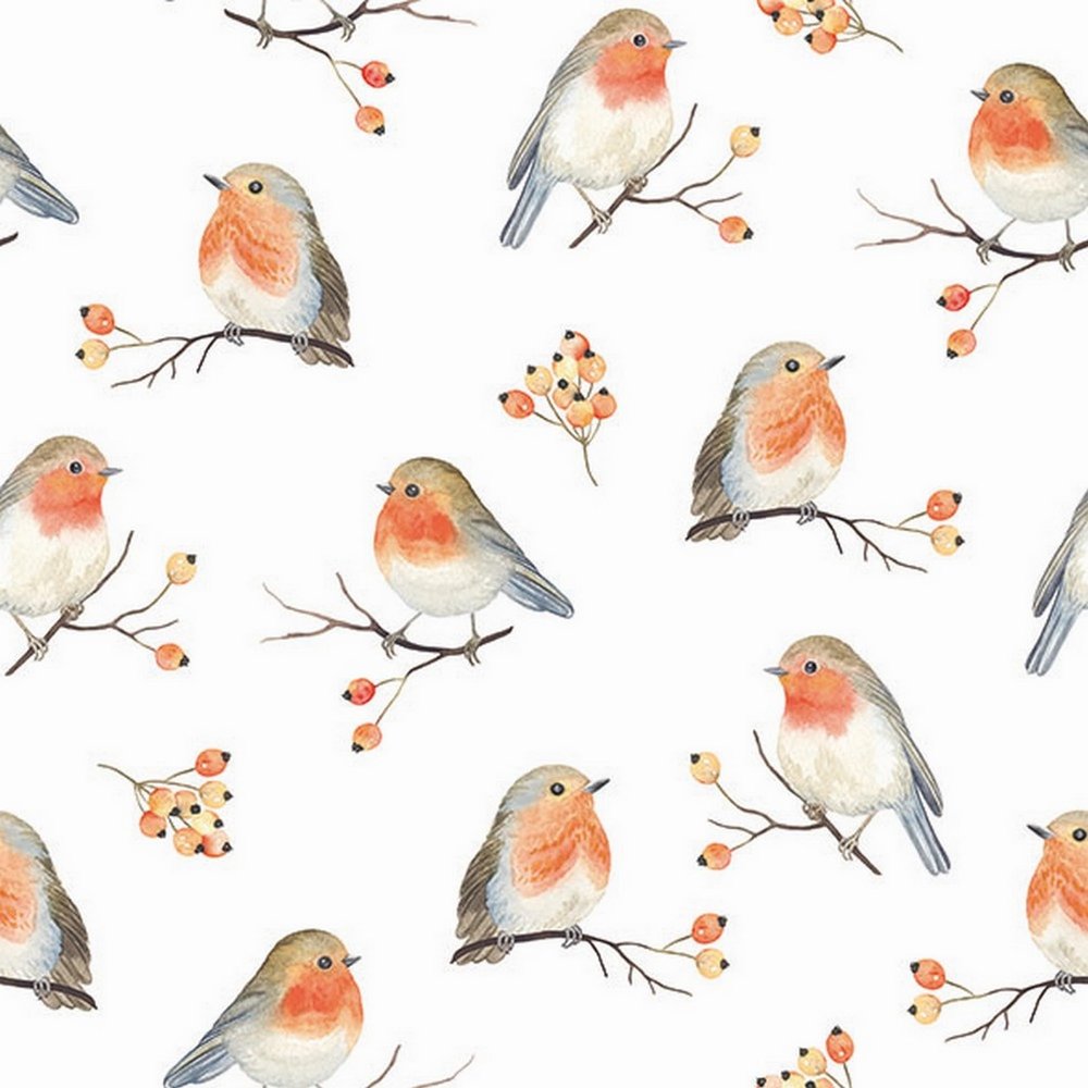 20 Napkins Christmas Many Little Robins as Table Decoration Paper Napkins with Motif Also for Decoupage and Decoupage 33 x 33 cm