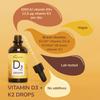 Vegavero Vitamin D3 K2 Drops | 1 Year Reach| 1000 IU Vitamin D3 (from The UK) & 12.5 g K2 | NO Additives | Lab-Tested | Vegan view 2