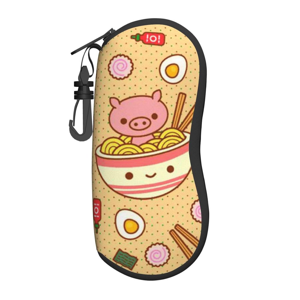 OPSREY Delicious Sweet Ramen printed Glasses Case Portable Zip Storage Case Neutral Sunglasses Soft Case
