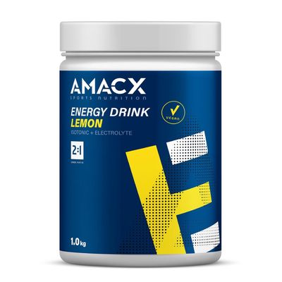 AMACX Energy Drink Powder for Endurance Athletes, Isotonic Sports Drink Powder + Electrolytes - 1 kg - Glucose and Fructose, Iso Drink No Artificial Additives (1kg, Lemon)