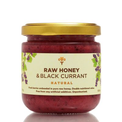 Earthbreath Raw Honey with Black Currant 250g -100% Raw & Natural - Fresh Black Currants -No Artificial Additives