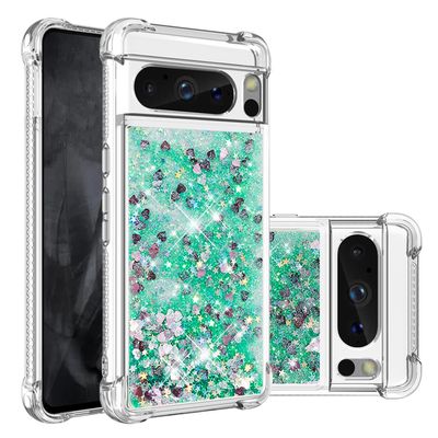 Compatible with Google Pixel 8 Pro Case, Liquid Flowing Case Anti Fall Proof Soft TPU Bumper Cover for Google Pixel 8 Pro, Green Love