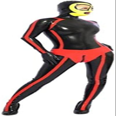 100% Latex Rubber Suit with Mask Hood Catsuit 0.4mm-Photo Color,Photo Color,XS