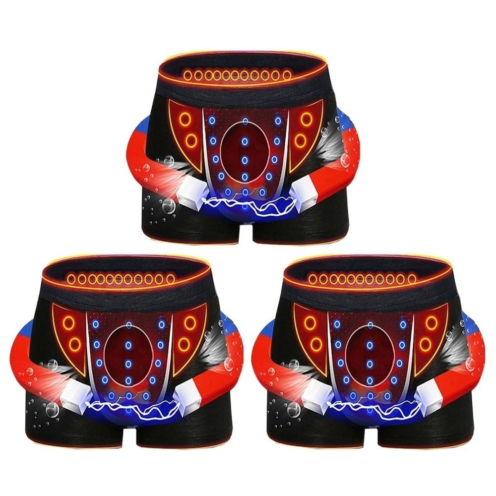 MECKOZ Men's Magnetic Therapy Underwear Health Care Comfort Boxer Briefs with Big Crotch Physiological Enlargement Panties(3pcs,L)