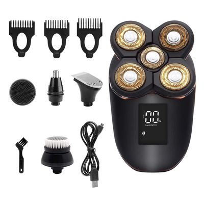 Electric Razor for Men's, Multifunctional Electric Shaver Grooming Kit for Men 5 in 1 Waterproof Electric Razor Bald Head Shaver 4D Floating Hair Clipper