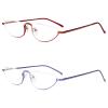 KoKoBin 2 Pack Reading Glasses Unisex Half Moon Half Frame Metal Spring Hinge Slim Reader (Purple Red, 2.5, Dioptres) view 1