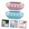 Cabilock 2pcs Double Soap Dish Soap Holder for Shower Bathroom Kitchen Countertop Draining Tray view 3