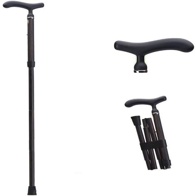 Adjustable Carbon Fiber Crutch Solid Wood Folding Cane Walking Stick for Senior Men Gentleman Mountaineering Cane Gift Box Parent's Gift It's so kind of you