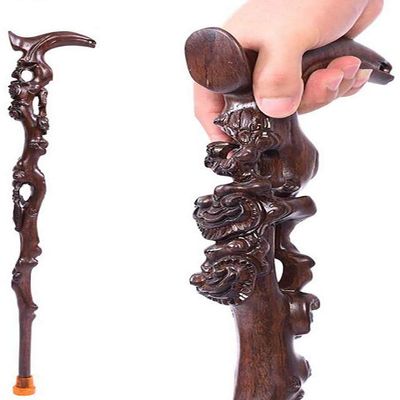 NATWEE Adjustable Crutches, Wooden Carved Crutch,Exquisite Carving Cane,As Gifts Walking Sticks, Fashionable Sturdy Stable, for Men and Women Crutches It's so kind of you