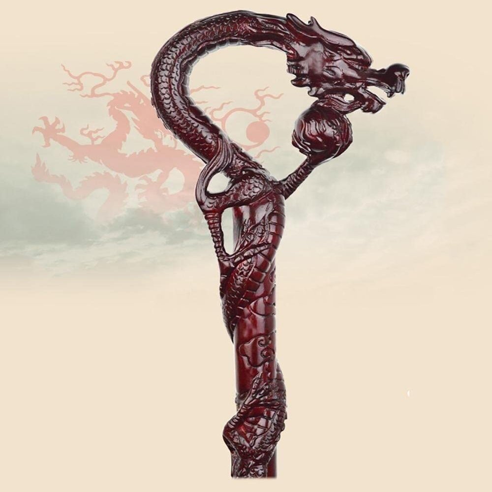NATWEE Crutch Wooden Walking Stick Sticks Solid Wood Old Wooden Stick Mahogany Cane Cherry Hand-Carved Men/Women/Grandma/Grandpa Ideal for Men or Women with Act It's so kind of you