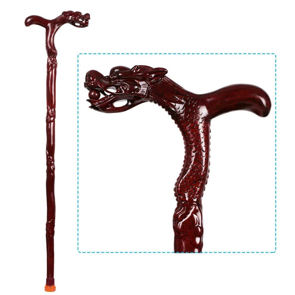 NATWEE Wooden Cane Faucet Walking Stick Redwood Old Man Crutches Wood Carving Birthday Gifts Non-Slip Sticks,H It's so kind of you