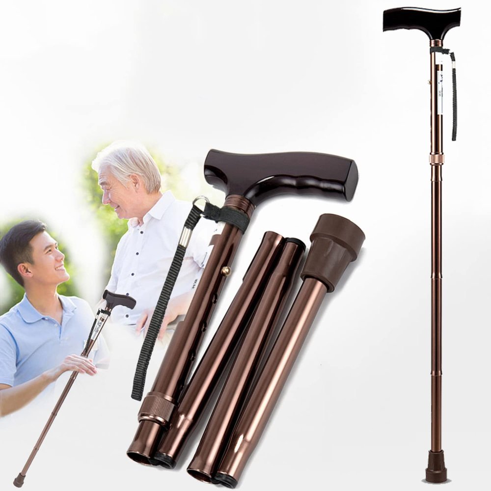 NATWEE Height Adjustable 80-88cm Walking Cane Men Women Folding Walking Cane Heavy Duty Non-Slip Rubber Feet Lightweight Aluminum Ergonomic Handles Bronze It's so kind of you