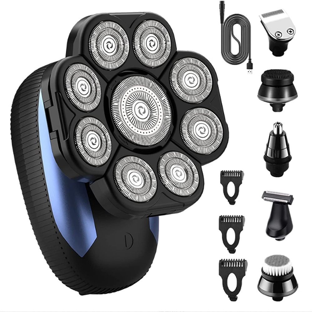 Electric Razor for Men's, 9D Shaver for Bald Men Rechargeable Rotary Shaver Cordless Beauty Shaver Kit for Wet and Dry Head Shaving Trimmer