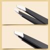 2-Pack Tweezers for Eyebrows, Facial Hair, Ingrown Hair Removal, Slant and Point Tip Tweezer Set for Women and Men, Professional Stainless Steel Precision Eyebrow Plucking Grooming with Case - Black view 2
