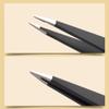2-Pack Tweezers for Eyebrows, Facial Hair, Ingrown Hair Removal, Slant and Point Tip Tweezer Set for Women and Men, Professional Stainless Steel Precision Eyebrow Plucking Grooming with Case - Black view 3