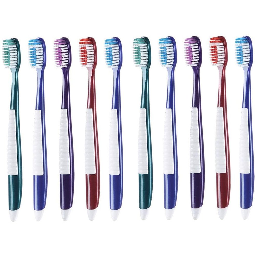 ZUMAHA Hard Bristle Toothbrush for Man, Manual Toothbrush for Deep Clean, Stain & Plaque Removal, Pack of 10 Toothbrushes