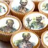 24 Zombie water colour edible Cupcake Cake Toppers Wafer Rice Paper precut decoration view 1