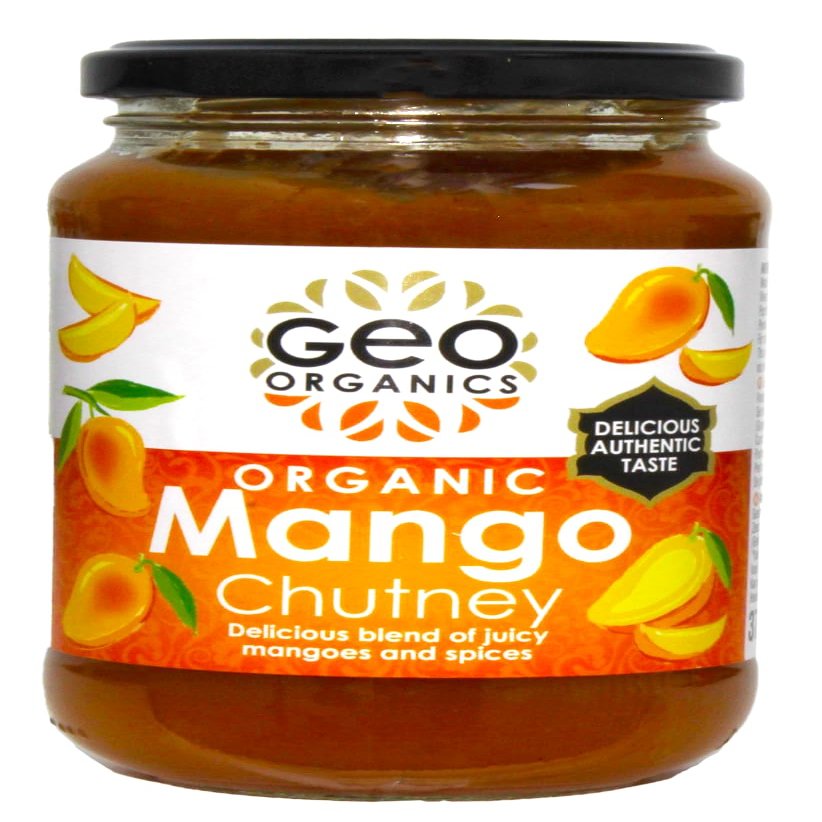 Geo Organics Mango Chutney - Delicious Authentic Taste - 370 Grams Jar (Pack 6)