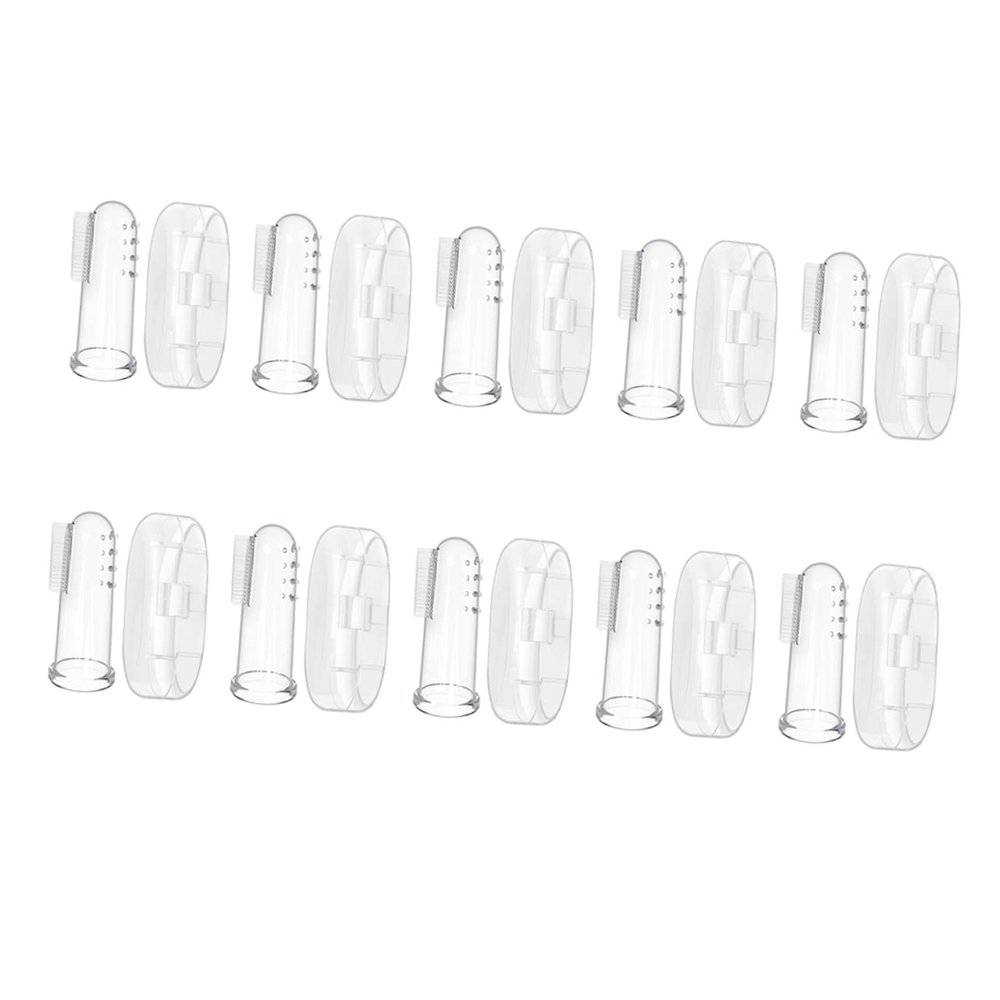 LALAFINA Baby Finger Toothbrush Set 10 Silicone Pieces with Storage Cases Ergonomic Fit Dual-Sided for Infant Care