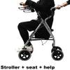 NATWEE Walker, Folding 4-Wheel Rollator Walker With Seat And Storage Basket Aluminum Walking Frame Lockable Brake Limited Mobile Aid Standard Walkers It's so kind of you view 2