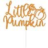 Pumpkin Glitter Little Pumpkin Cake Topper, A Little Pumpkin is on the Way/Sweet Little Pumpkin, Fall Pumpkin Autumn Themed Baby Shower Genger Reveal Party Decorations Supplies view 2