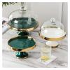 CLoxks Cake Stand Ceramic Dessert Table, Cake Plate, Glass Cover, Commercial Cake Tray, High Foot Plate, Display Stand, Fruit Tray Dessert Stand (Color : C, Size : S) view 3