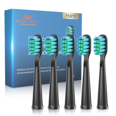 Dada-Tech Electric Toothbrush Replacement Heads for DT-22 - Pack of 5 (Black Hard (0.178mm), M)
