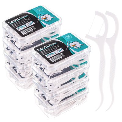 Heyu-Lotus 400 Pcs Dental Floss, Disposable Floss Sticks Dental, Teeth Cleaning Sticks, Toothpick with Portable Cases Interdental Floss Sticks