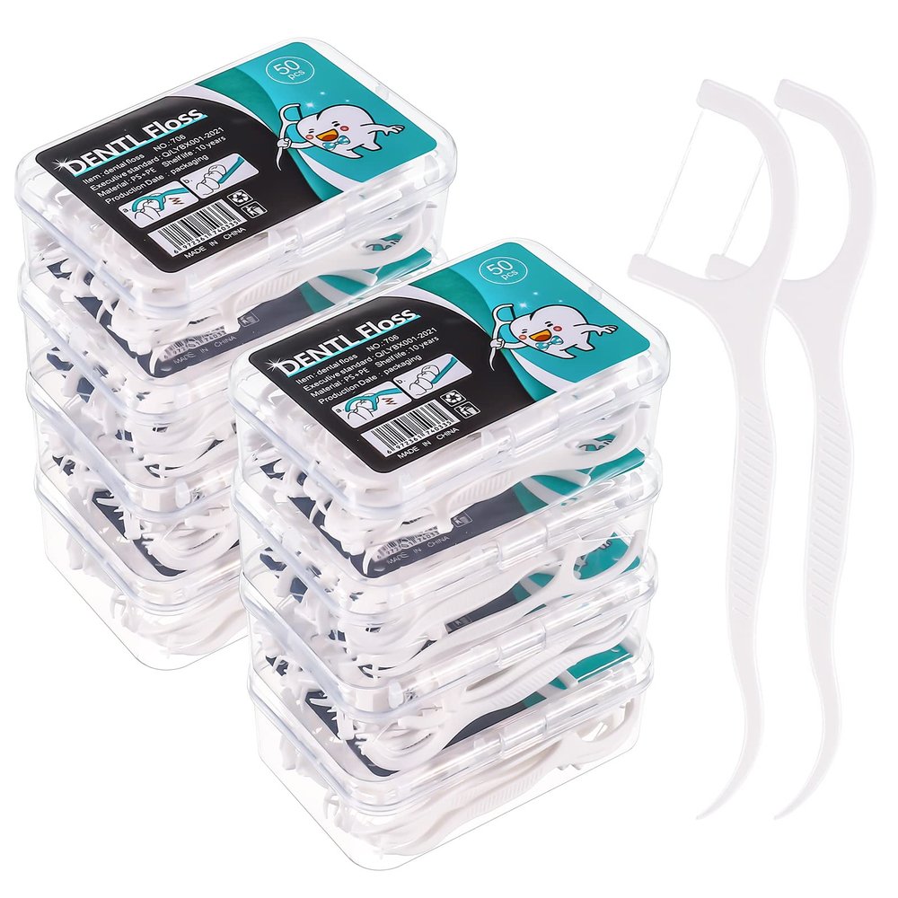 Heyu-Lotus 400 Pcs Dental Floss, Disposable Floss Sticks Dental, Teeth Cleaning Sticks, Toothpick with Portable Cases Interdental Floss Sticks