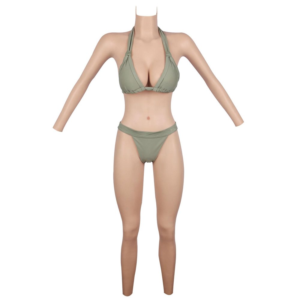 CRODRES Crossdressing Silicone Bodysuit C/E Cup Realistic Breastplate for Transgender Underwear Dragqueen Cosplay,Ivory,E Cup Basic (zipper)