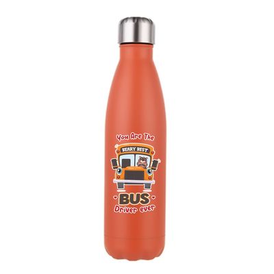 Getagift School Bus Driver Gift, You Are The Beary Best Bus Driver Ever, Appreciation Gift, 500 ML Double Walled Insulated Stainless Steel Bottle. (Matt Orange)