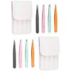 Desikixudy 8 Eyebrow Tweezers, Oblique Tip and Pointed Eyebrow Tweezers Set, Daily Beauty Tool, with Leather Case view 1