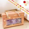 Ghasitaram Gifts Jaiccha Rakhi Gifts for Brothers - 6 jars Orange Box with bites and cookies with 2 Rakhis view 1
