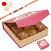 Ghasitaram Gifts Jaiccha Rakhi Gifts for Brothers - Raksha Bandhan Bites Box with barfis with Pearl Beads Rakhi
