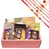 Ghasitaram Gifts Jaiccha Rakhi Gifts for Brothers - Rust Hamper Box with bites with 5 Rakhis view 1