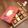 Ghasitaram Gifts Jaiccha Rakhi Gifts for Brothers - Ghasitaram Special Barfis Box 12 pcs in a Premium Box with Pearl Beads Rakhi view 1