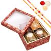 Ghasitaram Gifts Jaiccha Rakhi Gifts for Brothers - Red Printed 4 Part Fancy Box with 2 Rakhis view 1