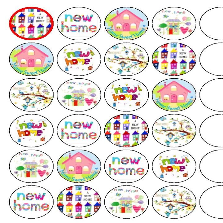 24x New Home/House Warming Mix 1 .5" (3.8cm) PRE-CUT PREMIUM RICE PAPER Edible Cake Toppers