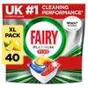 Fairy Platinum Plus Dishwasher Tablets  40 Pack, Lemon, Anti-Dull Technology view 1